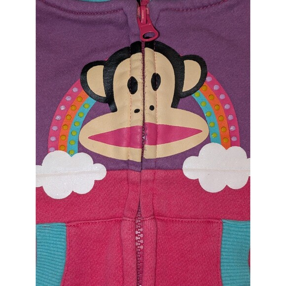 Paul Frank Y2K Julius Monkey Hoodie Rainbow Colorblock Pink Teal 3T - Picture 3 of 6